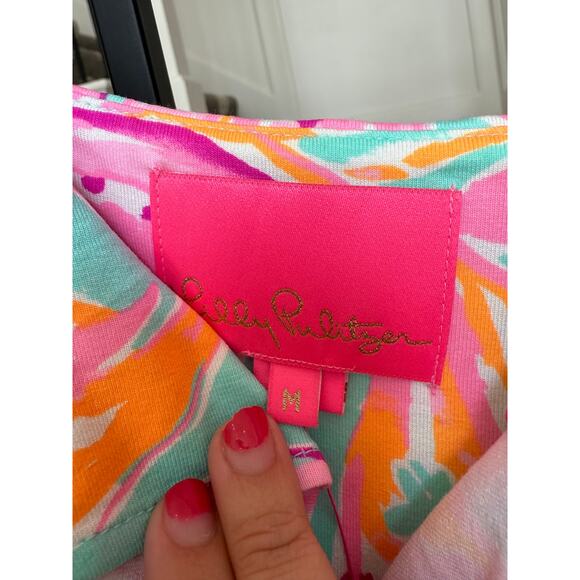 Lilly Pulitzer Women's Surf Blue Fontaine Knee Length Wrap Dress Size M - Picture 6 of 7